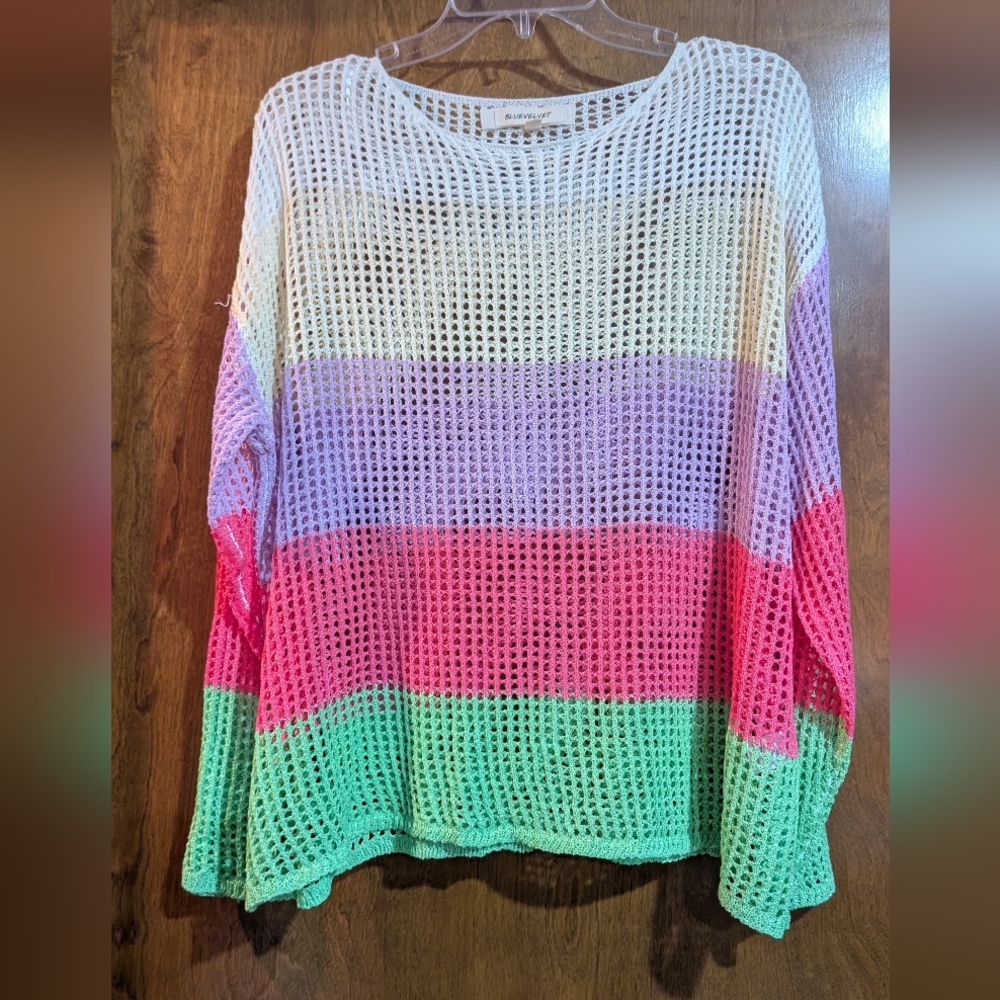 New Blue Velvet Open Knit Sweater - Small